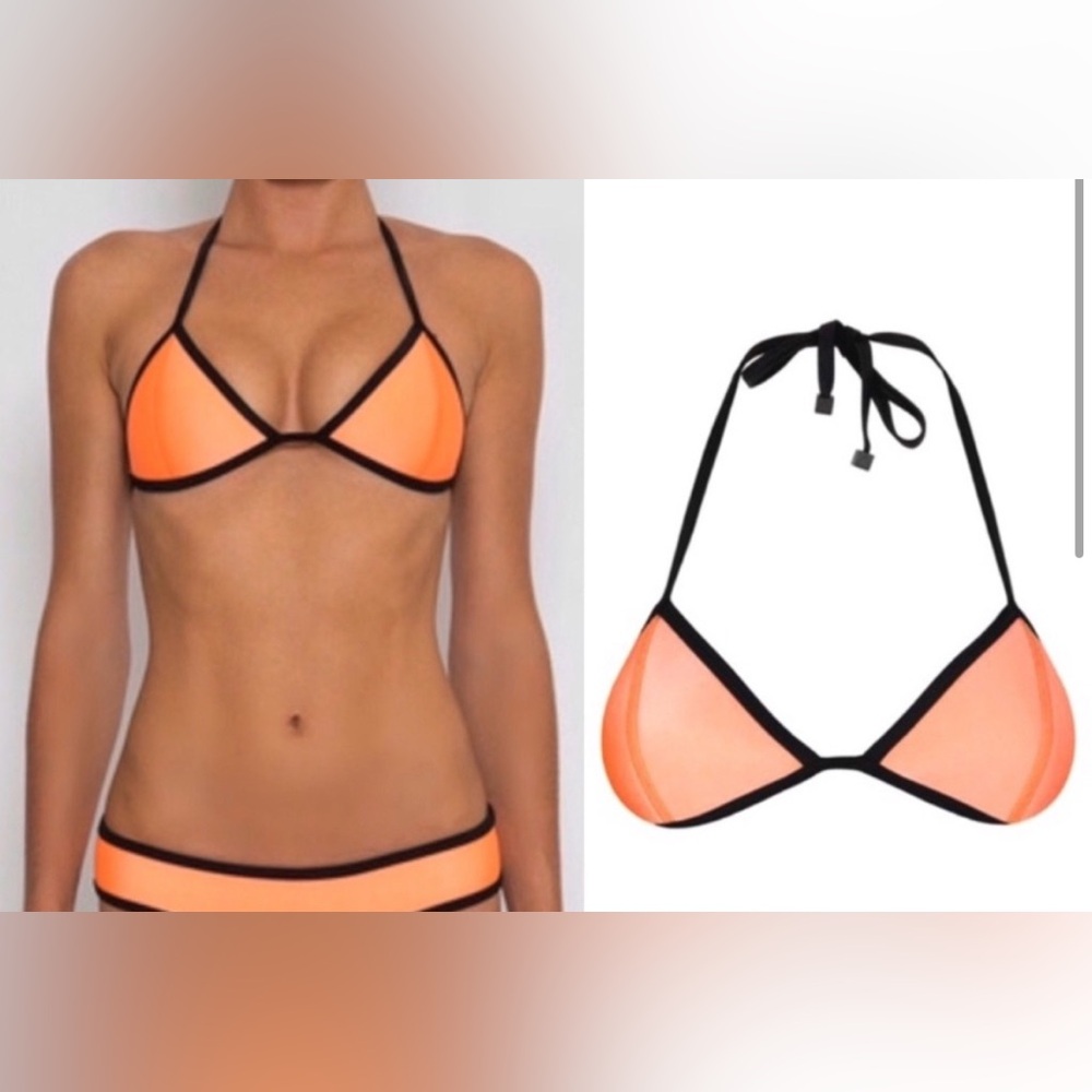 Triangl Swimwear Coral Pink and Black Bikini Top
